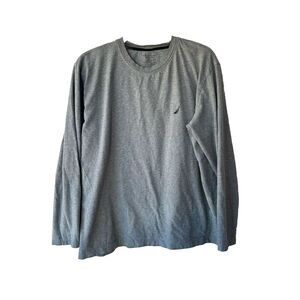 Nautica Sleep Shirt, Size M Long Sleeve Gray Pajama Top Men’s Sleepwear